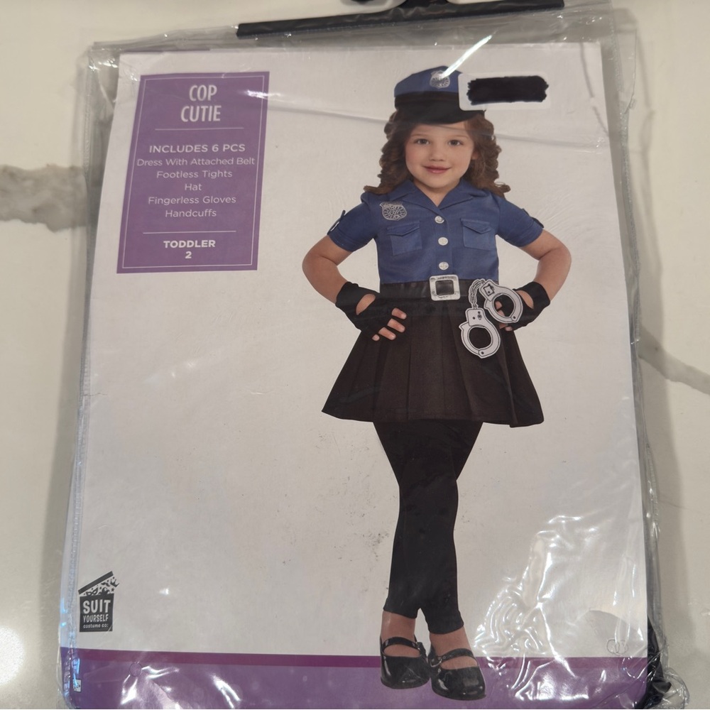 Amscan Girls Officer Cutie Cop Costume - Toddler (Size 2), Blue‎